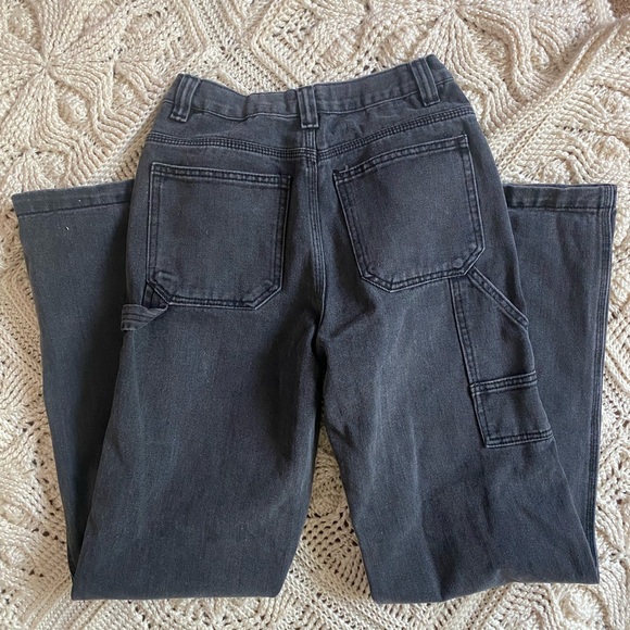 John Galt high waist straight / wide leg CARGO style black jeans - Picture 4 of 4